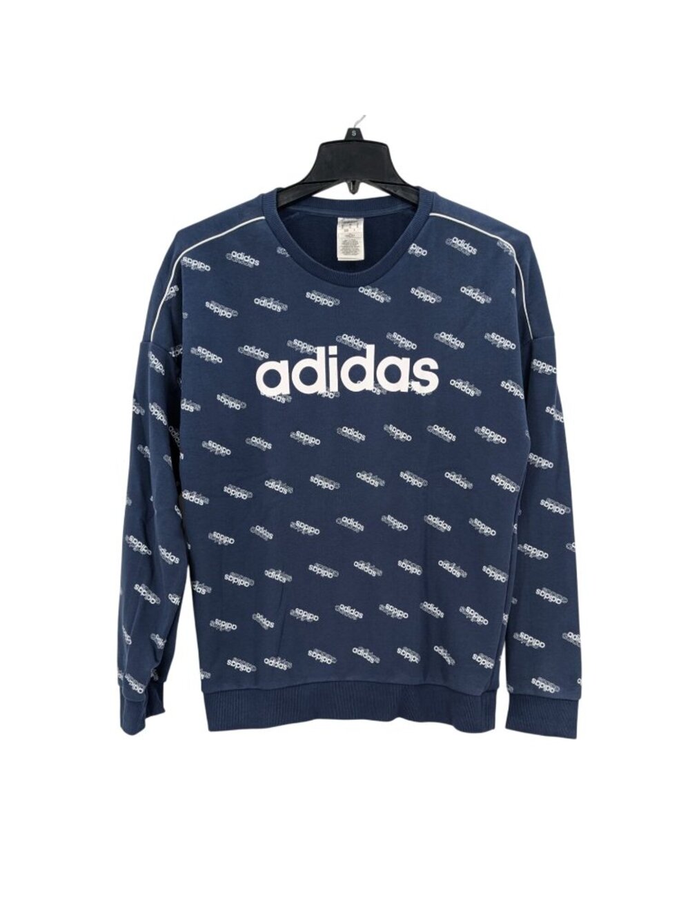 Adidas‎ Allover Logo Print Crewneck Sweatshirt Athleisure Pullover Sporty Medium
